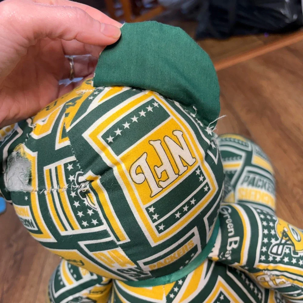 Green‎ Bay Packers Plush homemade Stuffed Teddy Bear Football Green Gold 24